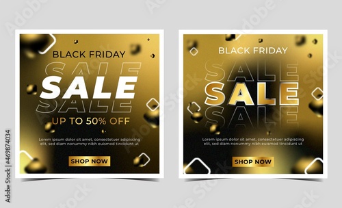 Black friday sale with gradient grainy texture for social media post template or banner
