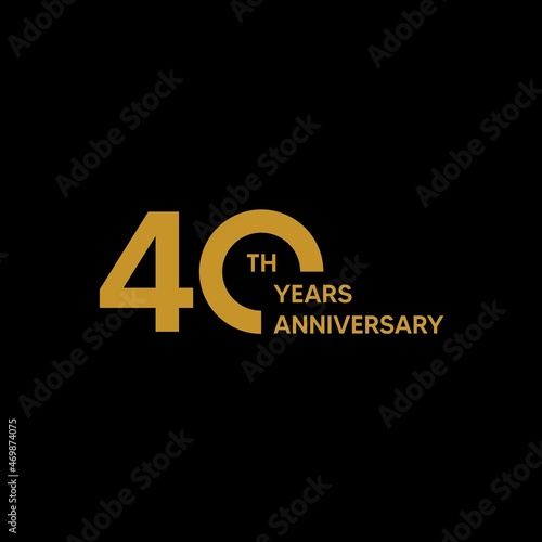 40th anniversary logo with gold color text on black background. vector - template - illustration