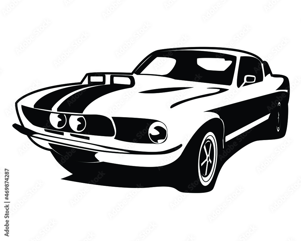 isolated american muscle car illustration vector - obrazy, fototapety, plakaty 
