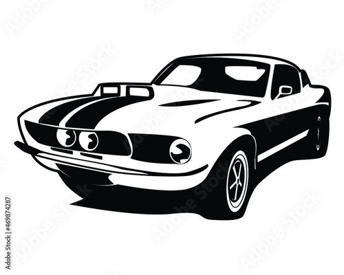 isolated american muscle car illustration vector фототапет
