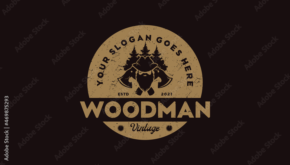 Fototapeta premium vintage logo, timberland,woodman,lumberjack, and other, reference logo for your work