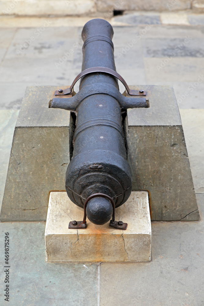 Ancient Chinese iron cannon is in a park, Beijing