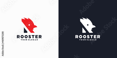 initial R logo, initial with rooster head, reference logo