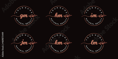 set of feminine logo GM to L M, logo reference for your business.