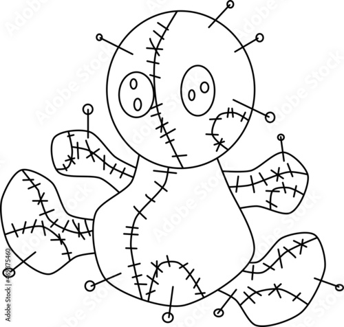 Fotografiet vector illustration of a voodoo doll with needles