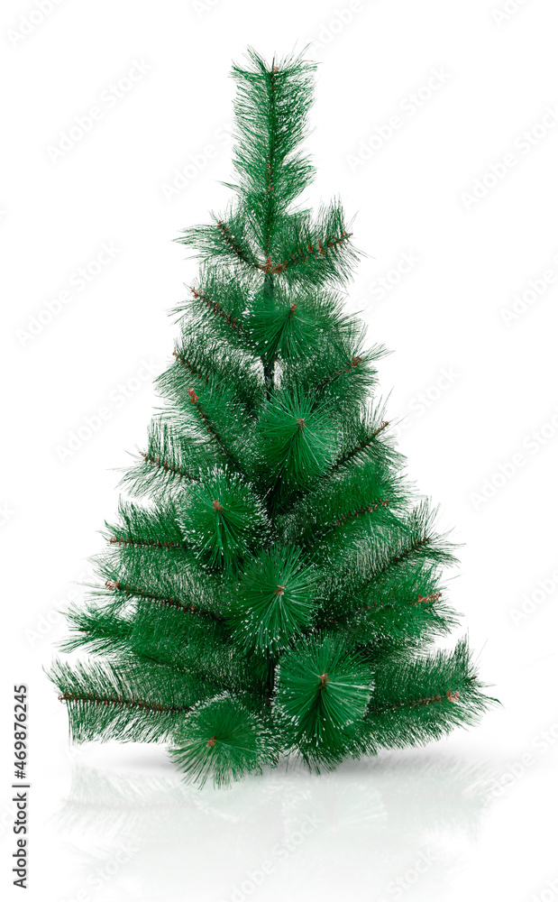 Fototapeta premium Undecorated Christmas tree isolated on white background.