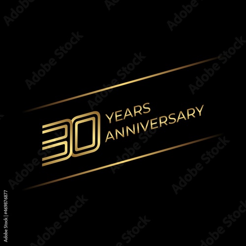 30th anniversary logo with gold color text on black background. vector - template - illustration