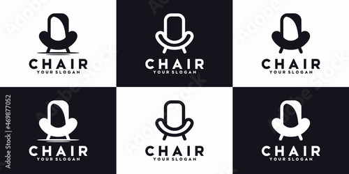 set of chair line,logo furniture, reference logo