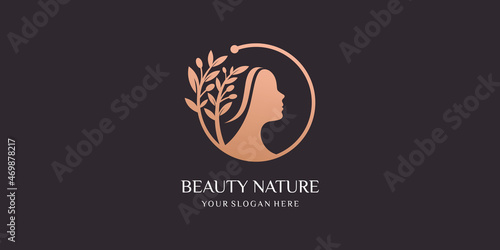 Feminine golden beauty natural skin care logo design spa therapy logo concept. Premium Vector