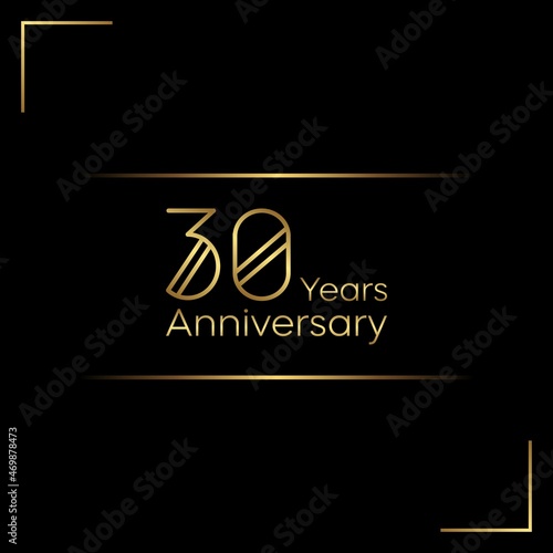 30th anniversary logo with gold color text on black background. vector - template - illustration