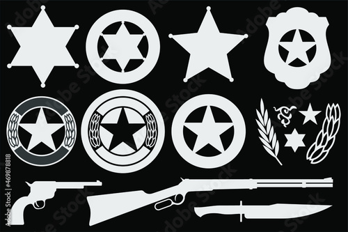 West marshal (sheriff) star mockup set and wild west era weapons photo