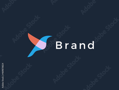 Flying bird vector logo. Simple icon design.