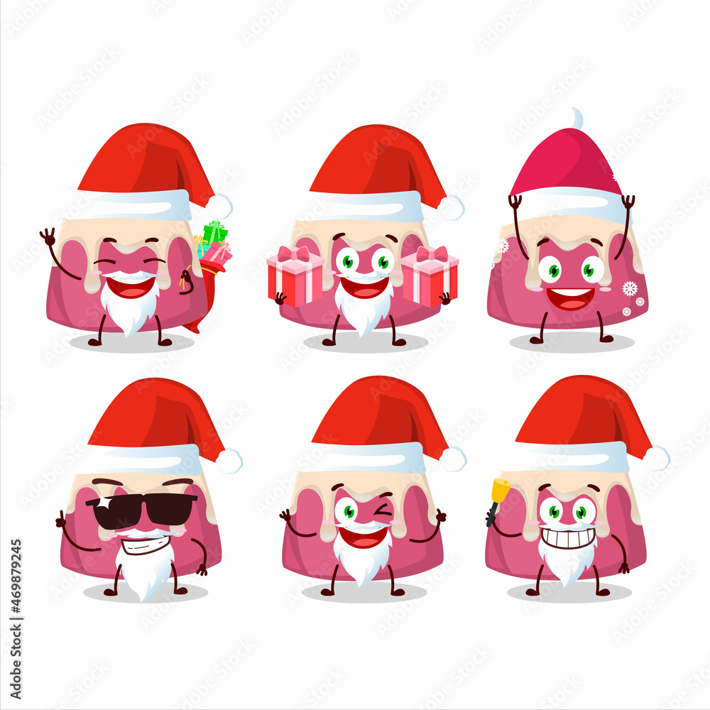 Santa Claus emoticons with strawberry pudding cake cartoon character