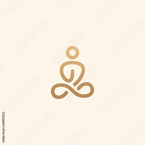 Yoga linear vector icon. Man in lotus pose. 