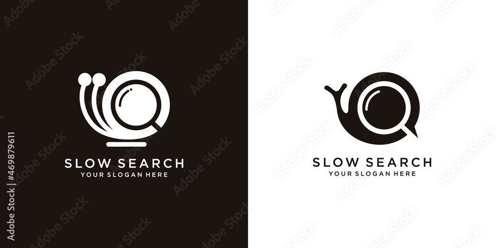set of slow search .combination Snail with magnifying glass, logo design template Premium Vector set of slow search .combination Snail with magnifying glass, logo design template Premium Vector