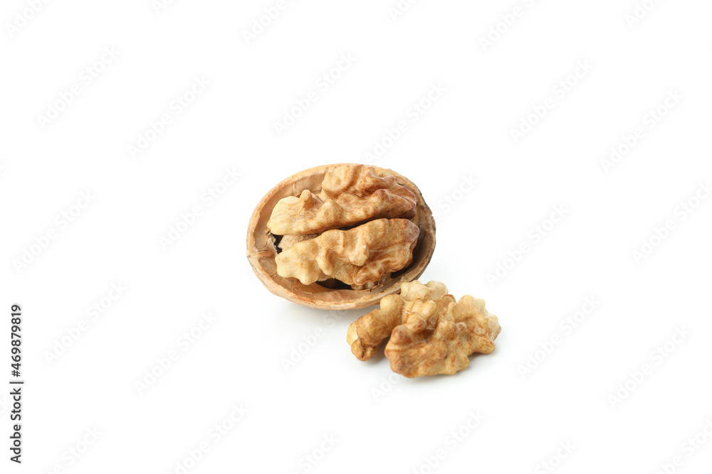 Walnuts isolated on white background, close up Walnuts isolated on white background, close up