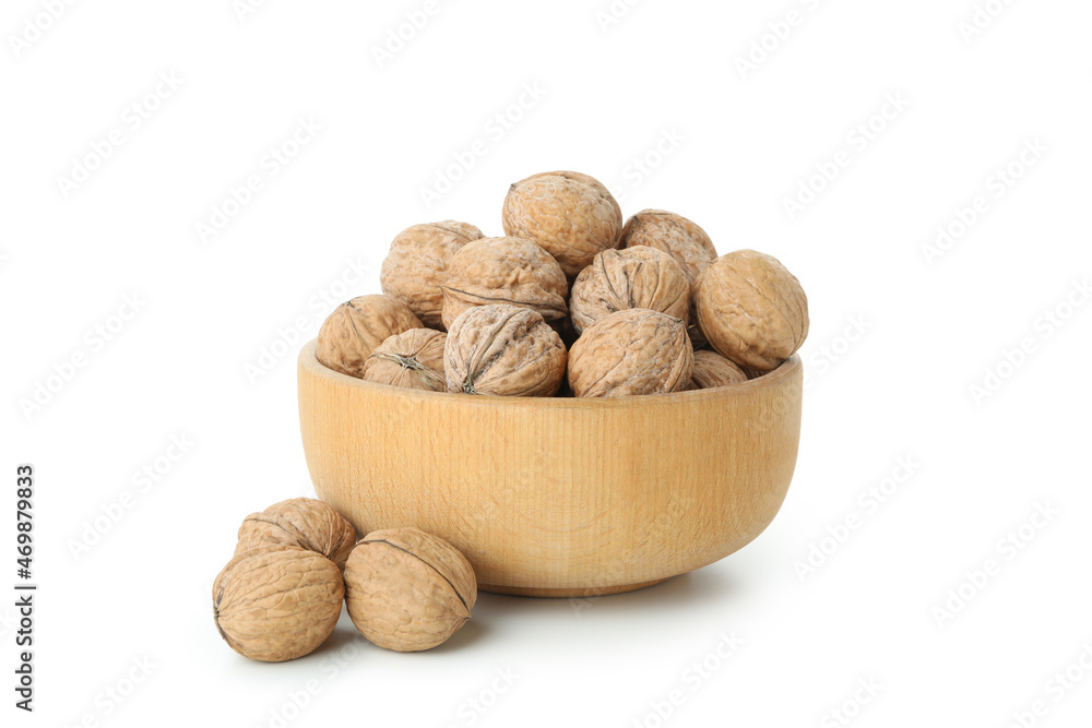 Walnuts in bowl isolated on white background Walnuts in bowl isolated on white background