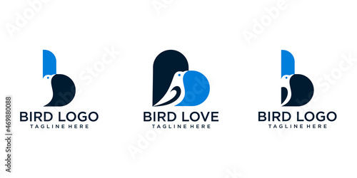 set of letter B Birds and love birds .logo template Premium