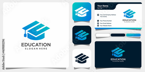 Letter E education logo design element. logo design and business card Premium Vector