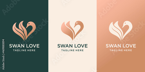 Swan logo Luxury logo design . combining leaves, goose heads and heart shapes into one unique and interesting concept.