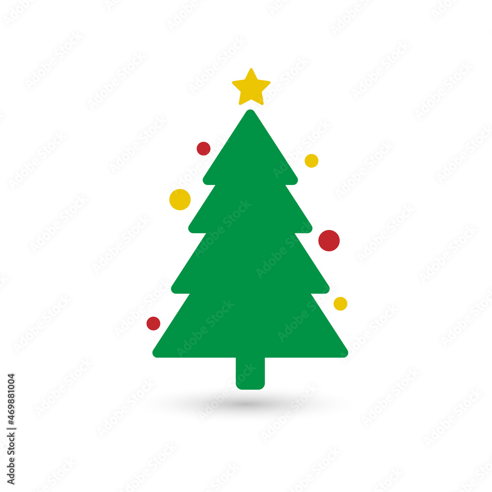 Christmas tree xmas pine with star and light icon vector isolated on white background