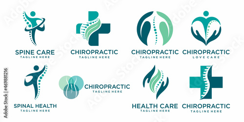 Chiropractic, massage, back pain and osteopathy icon set .logo design template