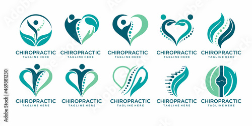 Chiropractic, massage, back pain and osteopathy icon set .logo design template Print