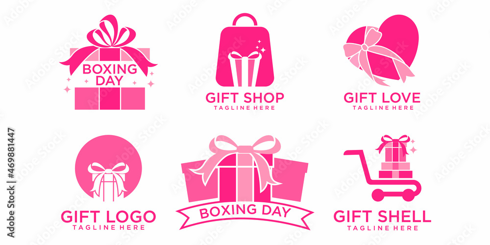 Gift shop icon set , Logo Symbol Template Design Vector, Emblem, Design Concept, Creative Symbol, Icon