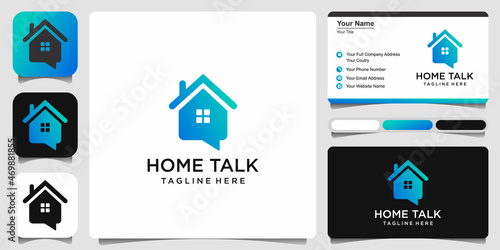 Neighbor Group Chat House Talk Logo Design Template