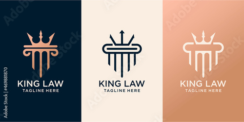 Justice law king logo design Vector