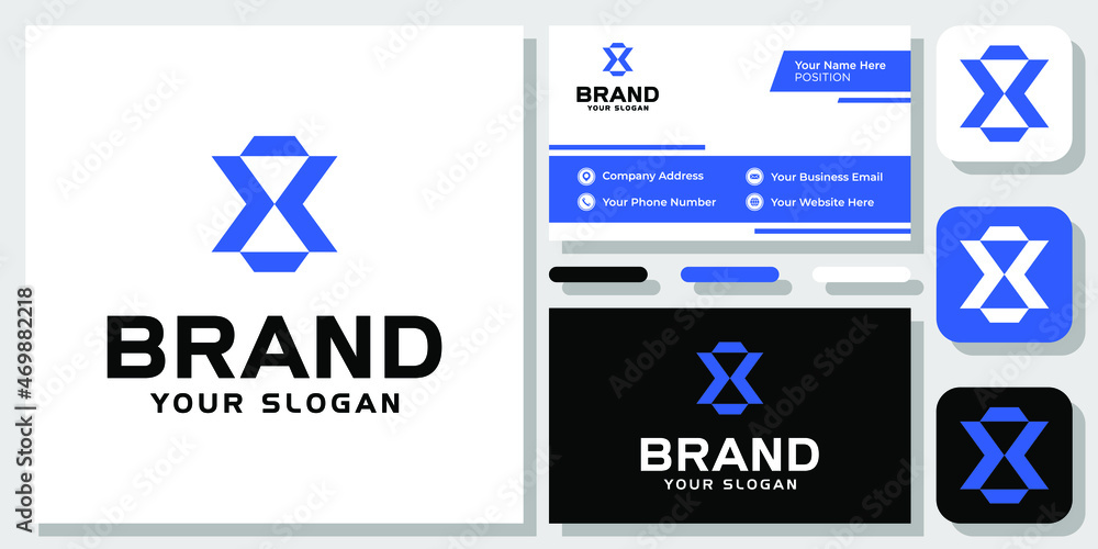 Initial Letter X Monogram Abstract Modern Simple Blue Icon Logo Design with Business Card Template Initial Letter X Monogram Abstract Modern Simple Blue Icon Logo Design with Business Card Template