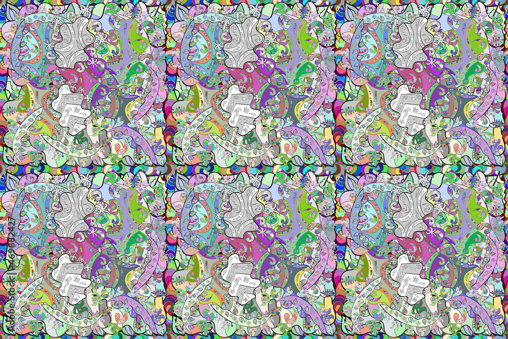 seamless raster pano with colorful curls doodles seamless raster pano with colorful curls doodles