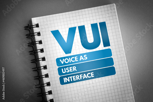 VUI - Voice as User Interface acronym on notepad, technology concept background