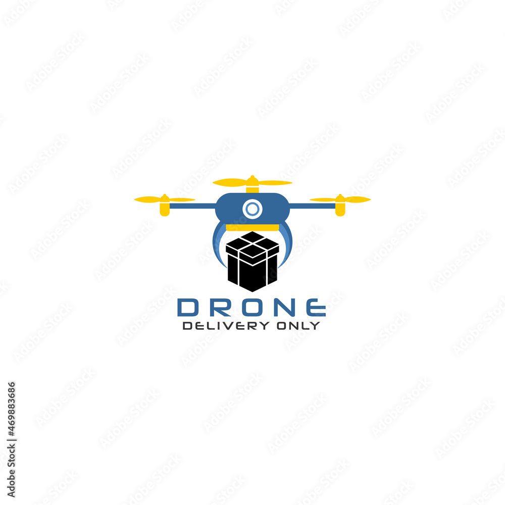 vector illustration of airplane logo with drone propeller, simple and attractive delivery drone logo Basic RGB