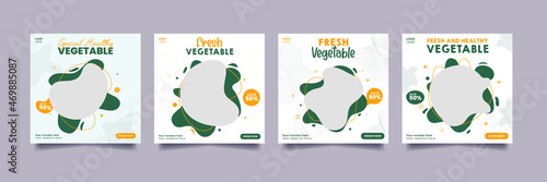 Set Of vegetable Healthy fresh organic food social media post Instagram banner template