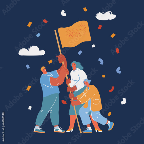 Vector illustration of Teamwork. Creative business concept over dark backround