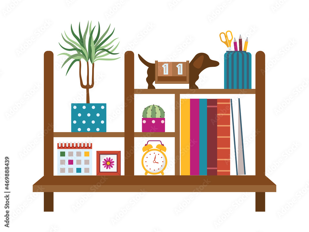 Home Office Shelf with Decor in Flat Home Office Shelf with Decor in Flat