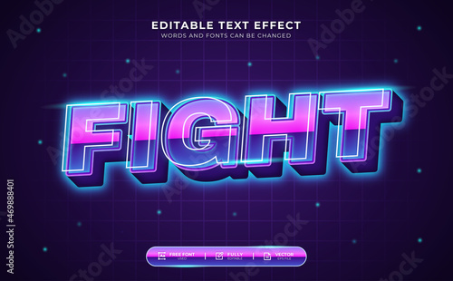 Fight, Neon 80's Style Editable Text Effect