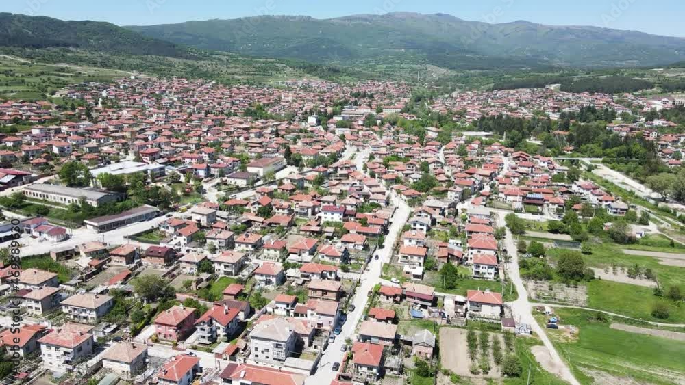 Aerial view of historical town of Strelcha, Pazardzhik Region, Bulgaria Aerial view of historical town of Strelcha, Pazardzhik Region, Bulgaria