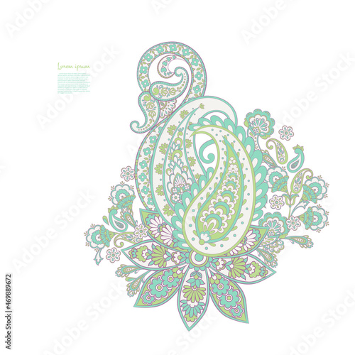 Paisley isolated. Card with paisley isolated for design. Floral vector pattern. Embroidery floral vector pattern.