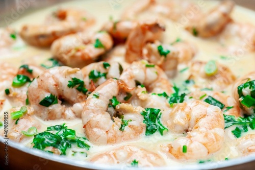 shrimp with fresh cream and cilantro