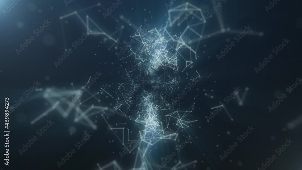 Abstract connected dots and lines animation on blue background animation with bokeh. Business, science, communication, network, cyberspace, and technology plexus motion graphic concept Abstract connected dots and lines animation on blue background animation with bokeh. Business, science, communication, network, cyberspace, and technology plexus motion graphic concept