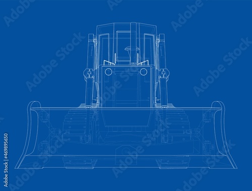 Earth mover, bulldozer. Vector rendering of 3d