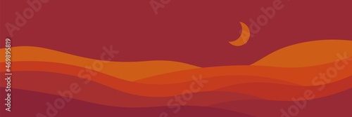 Abstract mountain landscape background. Nature wall decor contemporary art print, boho desert poster. Vector illustration