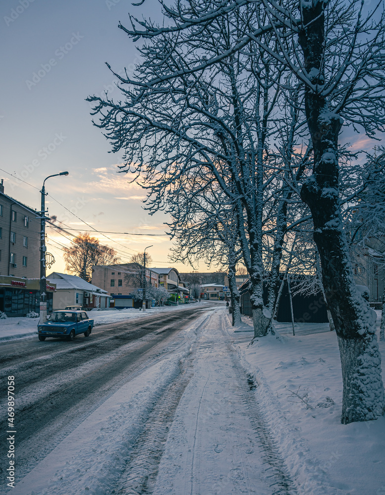 Obraz premium Snowy cold town