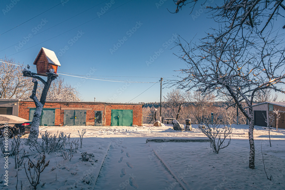 Fototapeta premium Snowy cold town