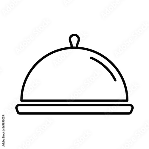 Covered food tray line icon service black silhouette vector illustration isolated on white