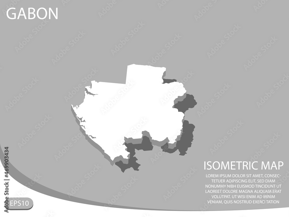 white isometric map of Gabon elements gray background for concept map ...