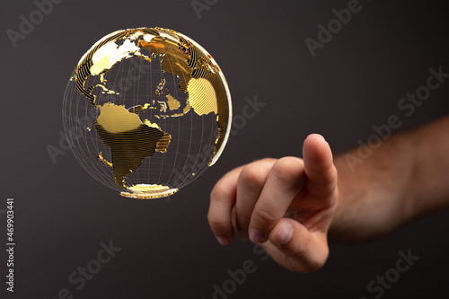 Global network concept. World map point. Global network planet Earth. 3D rendering.