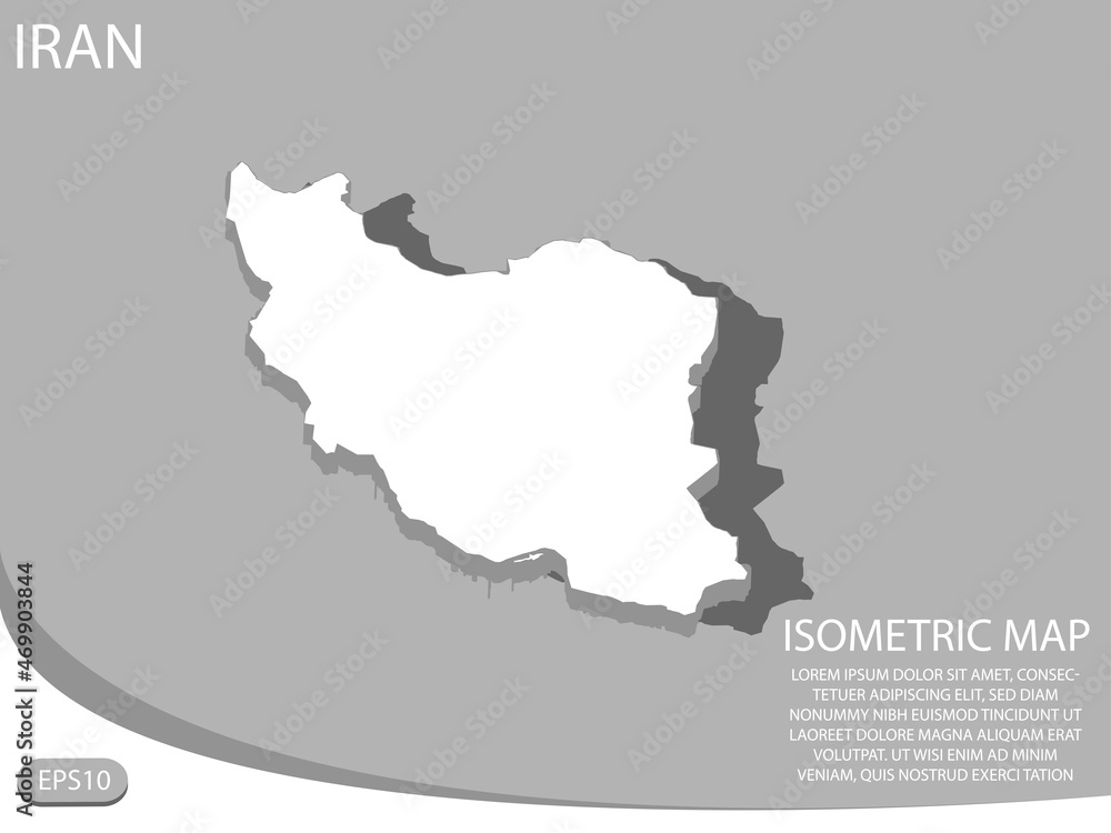 white isometric map of Iran elements gray background for concept map easy to edit and customize. eps 10